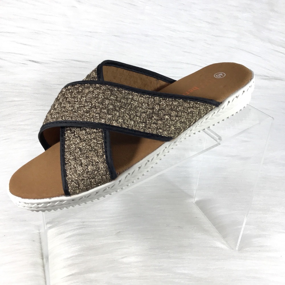 Bernie Mev Shoes Women's 40 US 9.5-10 Brown Sandals Slides Bronze Weaved